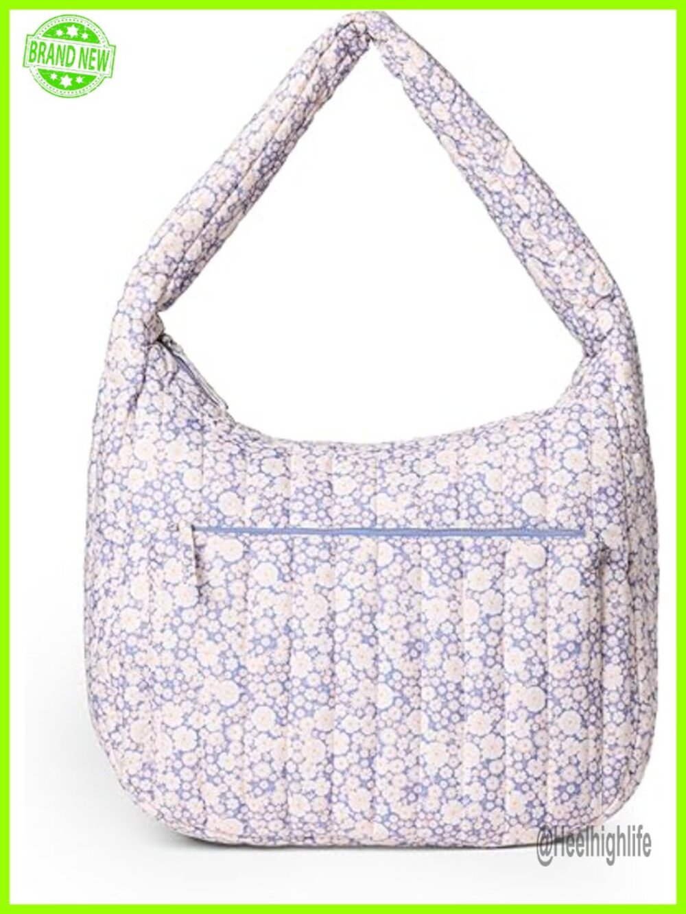 Quilted Cotton Puffer Tote Bag with Zip Shoulder Strap
